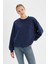 Oversize Geniş Kalıp Bisiklet Yaka Kalın Basic Düz Sweatshirt Y1346AZ24WN 10