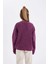 Kız Çocuk Mor Standart Fit Bisiklet Yaka Basic Düz Triko Kazak C6909A824AU 15