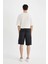 %100 Pamuk Kargo Fit Jean Bermuda Şort C1513AX24SM 16