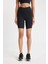 Fit Siyah Yüksek Bel Beli Saran Biker Esnek Kısa Basic Sporcu Tayt Z6741AZ24AU 6