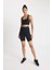 Fit Siyah Yüksek Bel Beli Saran Biker Esnek Kısa Basic Sporcu Tayt Z6741AZ24AU 9