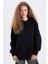 Oversize Geniş Kalıp Kapüşonlu Kanguru Cepli Kalın Basic Düz Sweatshirt C7805AX24WN 7
