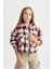 Kız Çocuk Relax Fit Kareli Uzun Kollu Crop Gömlek C9481A824AU 9