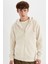 Regular Fit Kapüşonlu İçi Yumuşak Tüylü Cepli Basic Düz Fermuarlı Sweatshirt X8331AZ24AU 6