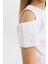 Kız Çocuk Slim Fit Dar Kesim Bisiklet Yaka Basic Düz Ribana Kısa Kollu Tişört C9714A824HS 13