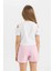 Kız Çocuk Slim Fit Dar Kesim Bisiklet Yaka Basic Düz Ribana Kısa Kollu Tişört C9714A824HS 14