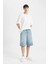 %100 Pamuk Baggy Jean Bermuda Şort C2048AX24SM 8