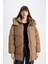 Su Geçirmez Kapüşonlu Şişme Mont Parka Fermuar Çıtçıtlı Cepli C9372AX24WN 16