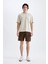%100 Pamuk Regular Fit Keten Görünümlü Kargo Bermuda Şort B5676AX24SM 6