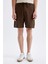 %100 Pamuk Regular Fit Keten Görünümlü Kargo Bermuda Şort B5676AX24SM 9