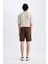 %100 Pamuk Regular Fit Keten Görünümlü Kargo Bermuda Şort B5676AX24SM 11