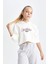 Kız Çocuk Oversize Geniş Kalıp Crop Kapüşonlu Baskılı Sweatshirt D0314A824AU 9