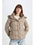 Su Geçirmez Puffer Şişme Mont Kapüşonlu Fermuar Çıtçıt Kapmalı Cepli C9523AX24WN 8