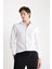 Modern Fit Polo Yaka Poplin Uzun Kollu Beyaz Gömlek R4340AZNS 12