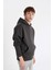 Oversize Geniş Kalıp Kapüşonlu Kanguru Cepli Basic Düz Sweatshirt A4331AX24AU 10