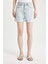 Mom Fit Yüksek Bel Katlamalı Paça Jean Şort 10