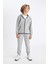 Erkek Çocuk Gri Beli Paçası Lastikli Cepli Okul Jogger Eşofman Altı C8186A824AU 7