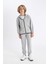 Erkek Çocuk Gri Beli Paçası Lastikli Cepli Okul Jogger Eşofman Altı C8186A824AU 8