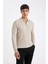 Standart Fit Normal Kesim Fermuarlı Polo Yaka Triko Kazak D0621AX24AU 9