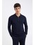 Lacivert Standart Fit Normal Kesim Fermuarlı Polo Yaka Triko Kazak D0621AX24AU 9
