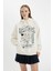 Oversize Geniş Kalıp Kapüşonlu Baskılı Kalın Sweatshirt C7859AX24WN 6
