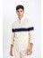 Standart Fit Normal Kesim Dik Yaka Fermuarlı Çizgili Triko Kazak Y4193AZ24WN 10
