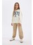 Kız Çocuk Oversize Geniş Kalıp Bisiklet Yaka Baskılı Okul Sweatshirt C7461A824AU 7