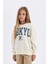 Kız Çocuk Oversize Geniş Kalıp Bisiklet Yaka Baskılı Okul Sweatshirt C7461A824AU 8