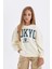 Kız Çocuk Oversize Geniş Kalıp Bisiklet Yaka Baskılı Okul Sweatshirt C7461A824AU 9
