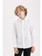 Erkek Çocuk Polo Yaka Poplin Uzun Kollu Basic Düz Beyaz Okul Gömleği T8853A624AU 10