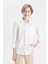 Erkek Çocuk Polo Yaka Oxford Uzun Kollu Basic Düz Beyaz Okul Gömleği T8854A624AU 6