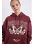 Oversize Geniş Kalıp Kapüşonlu Baskılı Kalın Sweatshirt C7816AX24WN 8