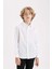 Erkek Çocuk Polo Yaka Poplin Uzun Kollu Basic Düz Beyaz Okul Gömleği T8853A624AU 7