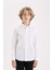 Erkek Çocuk Polo Yaka Poplin Uzun Kollu Basic Düz Beyaz Okul Gömleği T8853A624AU 9