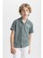 Erkek Çocuk Oversize Geniş Kalıp Polo Yaka Viskon Kısa Kollu Gömlek D0830A824SM 7