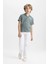 Erkek Çocuk Oversize Geniş Kalıp Polo Yaka Viskon Kısa Kollu Gömlek D0830A824SM 8