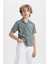 Erkek Çocuk Oversize Geniş Kalıp Polo Yaka Viskon Kısa Kollu Gömlek D0830A824SM 9