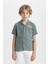 Erkek Çocuk Oversize Geniş Kalıp Polo Yaka Viskon Kısa Kollu Gömlek D0830A824SM 10