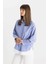 Relax Fit Çizgili Poplin Uzun Kollu Tesettür Gömlek Tunik C9431AX24SM 10