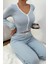 Önden Düğmeli Uzun Kollu Şık Pijama Takımı 1