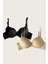 Siyah-Ten 2'li Mikro Kumaş Push Up Dolgulu Balenli Günlük Destekli Sütyen 1