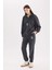 Standart Fit Polar Eşofman Altı Beli Bağcıklı Lastikli Paça Cepli Baskılı Uzun Boy Y2650AZ24WN 9