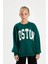 Kız Çocuk Oversize Geniş Kalıp Bisiklet Yaka Baskılı Okul Sweatshirt C7778A824AU 12