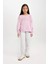 Kız Çocuk Pembe Oversize Geniş Kalıp Bisiklet Yaka Baskılı Sweatshirt D1100A824AU 7