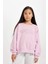 Kız Çocuk Pembe Oversize Geniş Kalıp Bisiklet Yaka Baskılı Sweatshirt D1100A824AU 8