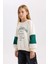 Kız Çocuk Oversize Geniş Kalıp Bisiklet Yaka Baskılı Sweatshirt D1106A824AU 10