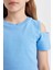 Kız Çocuk Slim Fit Dar Kesim Bisiklet Yaka Basic Düz Ribana Kısa Kollu Tişört C9714A824HS 11