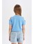 Kız Çocuk Slim Fit Dar Kesim Bisiklet Yaka Basic Düz Ribana Kısa Kollu Tişört C9714A824HS 12