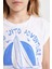 Kız Çocuk Crop Bisiklet Yaka Deniz Baskılı Kısa Kollu Tişört C9715A824HS 11