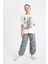 Kız Çocuk Beli ve Paçası Lastikli Cepli Gri Paraşüt Jogger Pantolon D0646A824SM 11